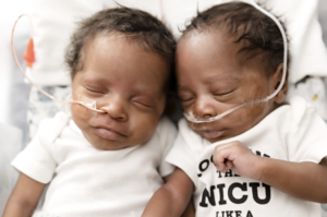 Two premature infants diagnosed with ROP.