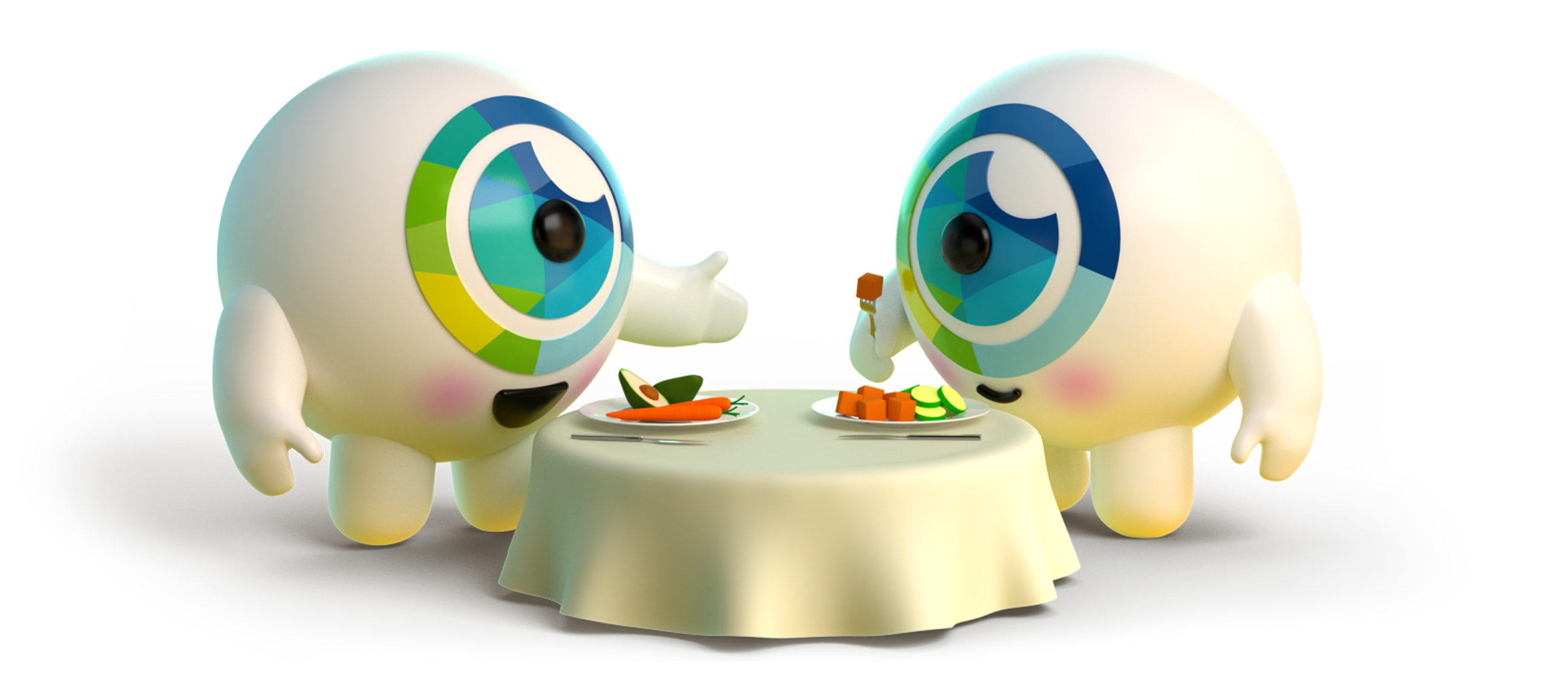 Illustration of two eyes having dinner