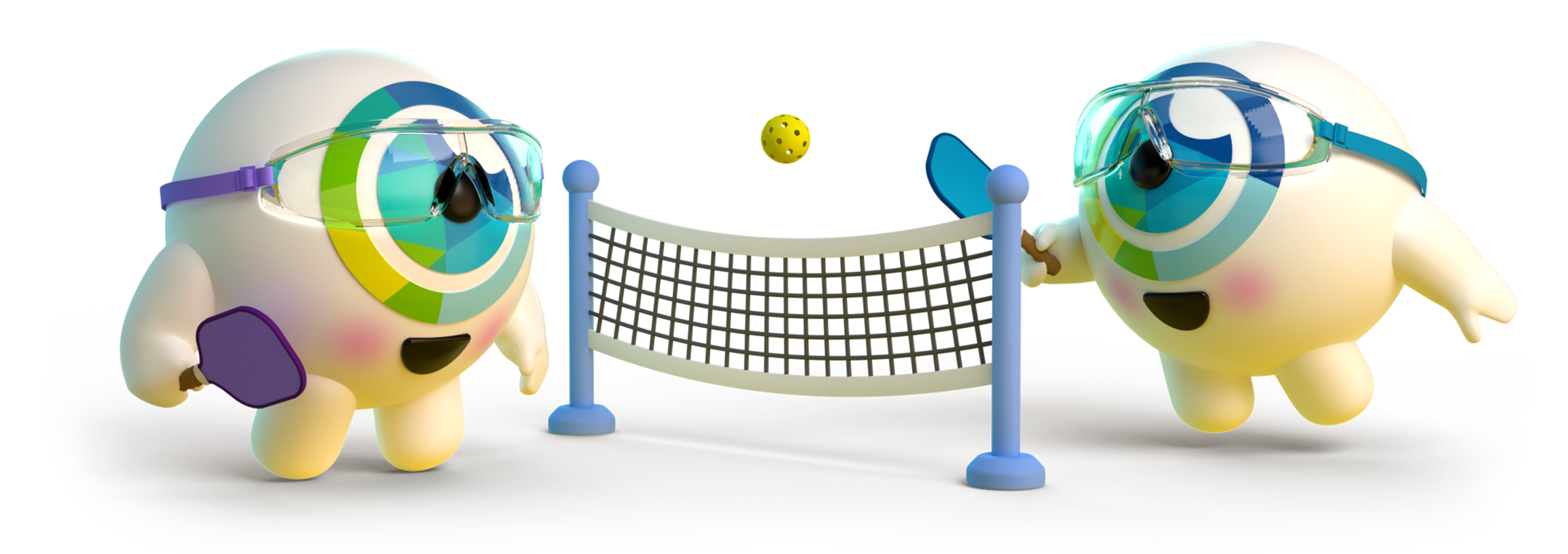 Illustration of two eyes playing pickleball