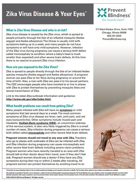 Sheet displaying facts about Zika