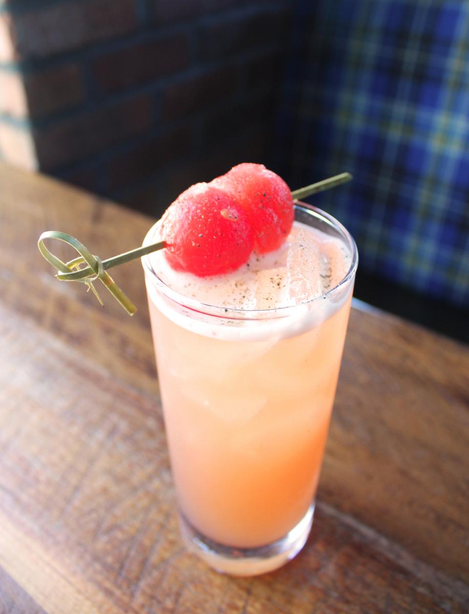 A closeup image of the Summer Sparkler, a vodka and fruit based drink
