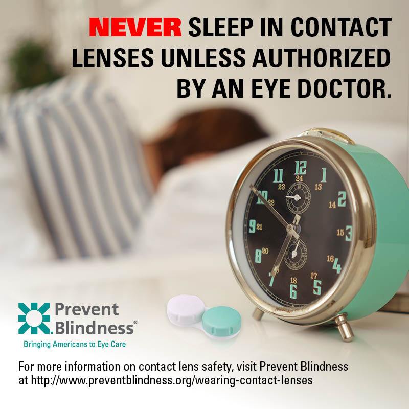 A graphic describing the dangers of sleeping in contacts