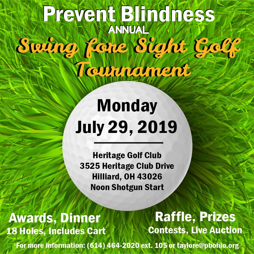 Flyer for the Prevent Blindness Annual Swing Fore Sight Golf Tournament 2019