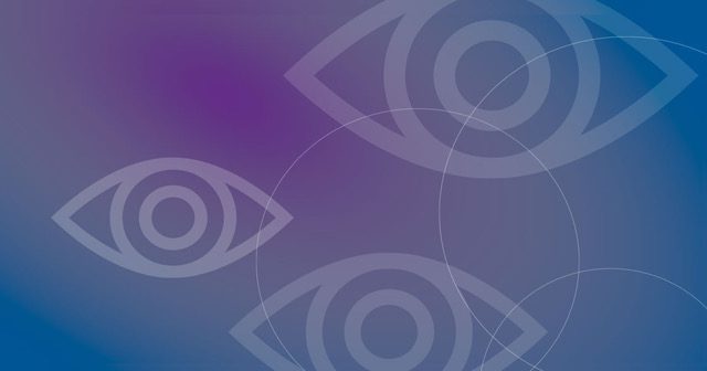 A header for Pregnancy and Your Vision - Eye outlines on a purple and blue background