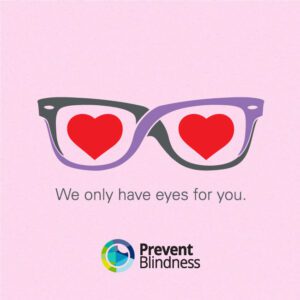 Prevent blindness's valentines day logo