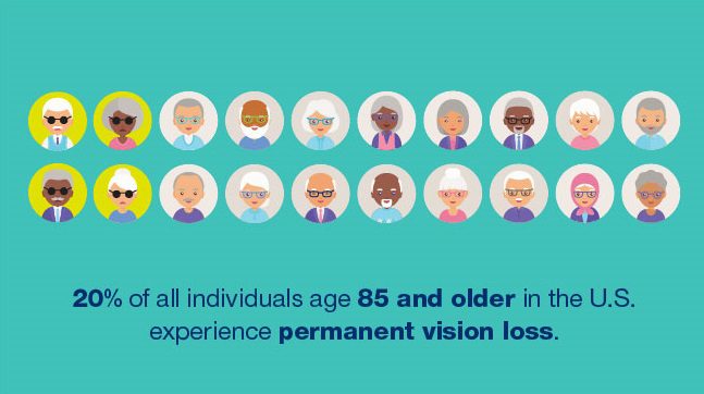 20% of all individuals age 85 and older in the U.S. experience permanent vision loss