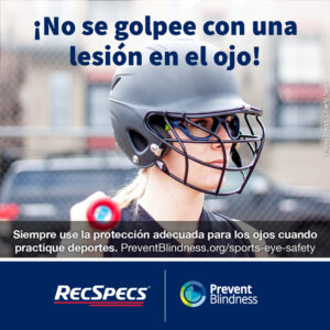 ¡No se golpee con una lesión en el ojo! Siempre use la protección adecuada para los ojos cuando practique deportes.