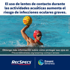 El uso de lentes de contacto durante las actividades acuáticas aumenta el riesgo de infecciones oculares graves. 