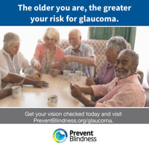 The older you are, the greater your risk for glauoma.