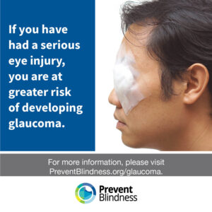 If you have a serious eye injury, you are at greater risk of developing glaucoma.