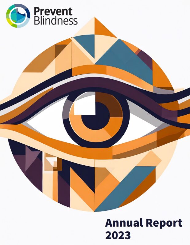Cover Design of the 2023 Prevent Blindness Annual Report, an abstract eyeball