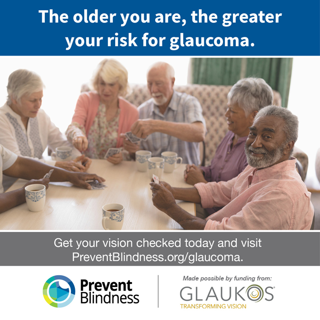 The older you are, the greater your risk of glaucoma.