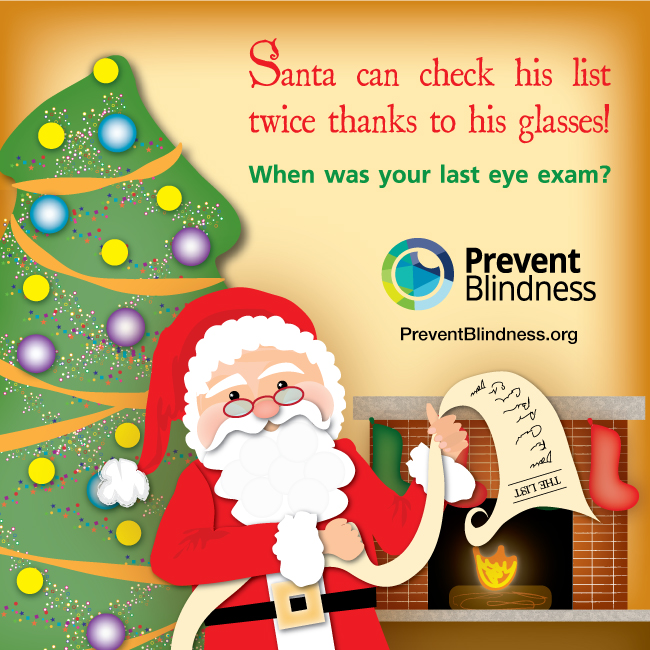 Santa can check his list twice thanks to his glasses.