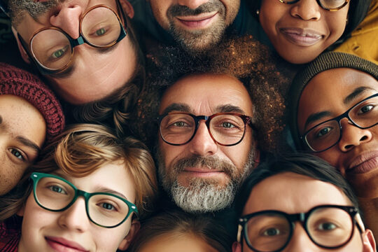 diverse people wearing glasses