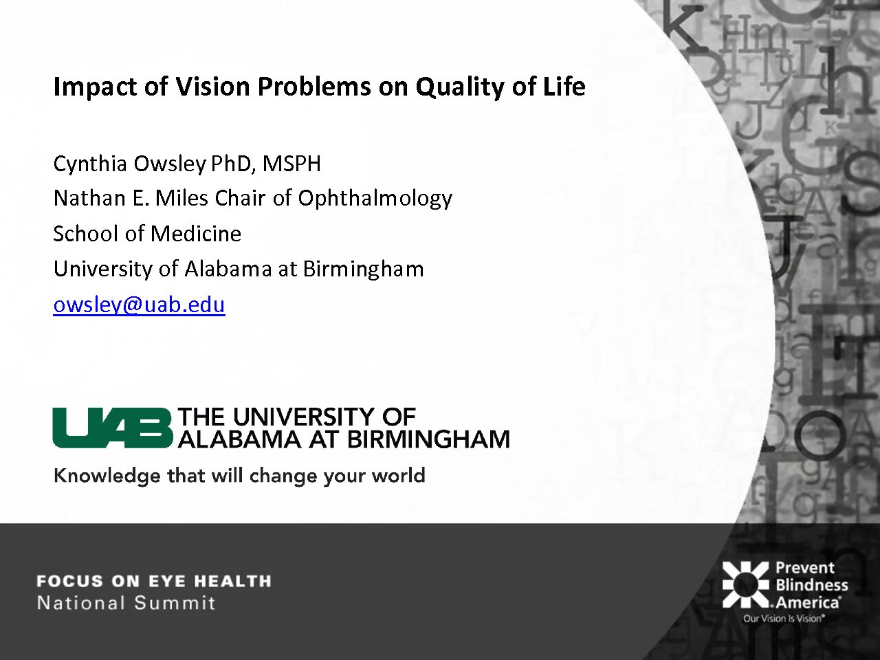 Impact of Vision Problems on Quality of Life