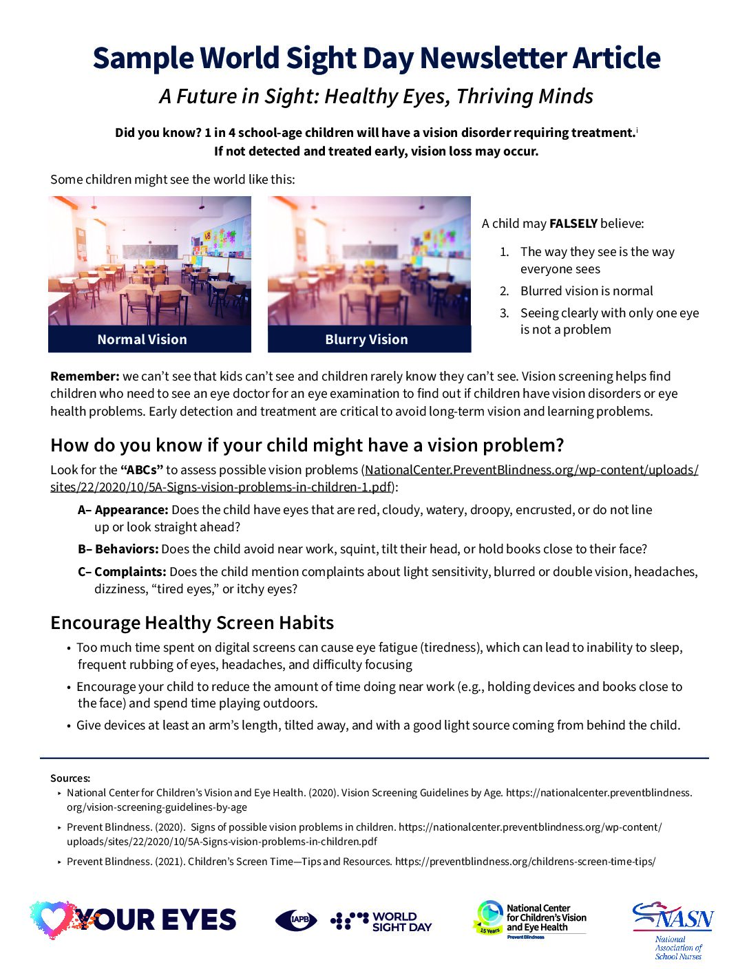 World Sight Day Sample Article