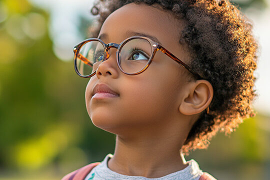 a child wearing glasses