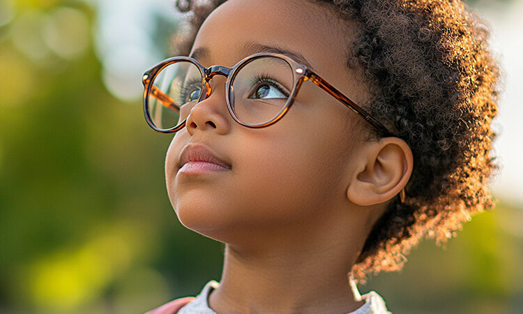 a child wearing glasses