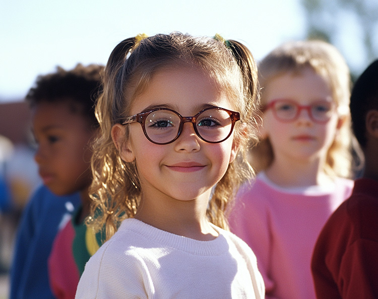 children at school wearing glasses