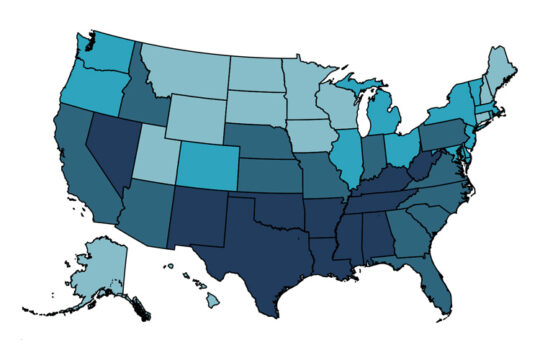 a colorized map of the United States