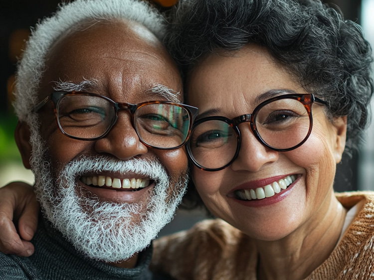 a couple wearing glasses