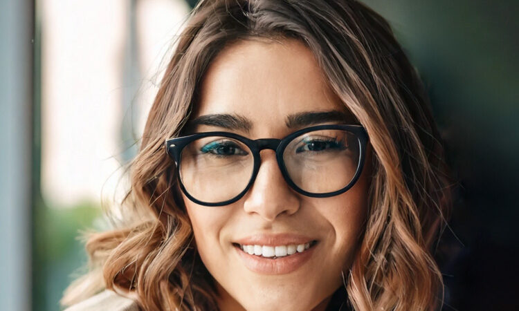 a working-age woman wearing glasses