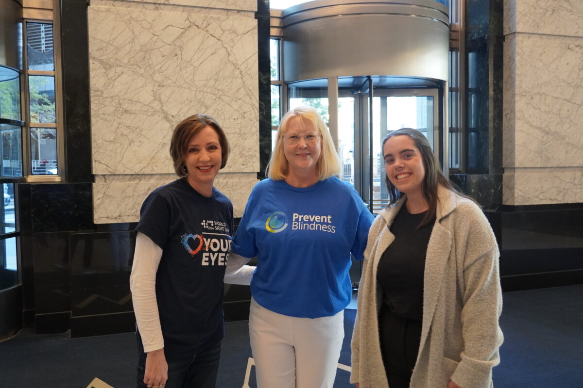 Prevent Blindness staff with a participant.