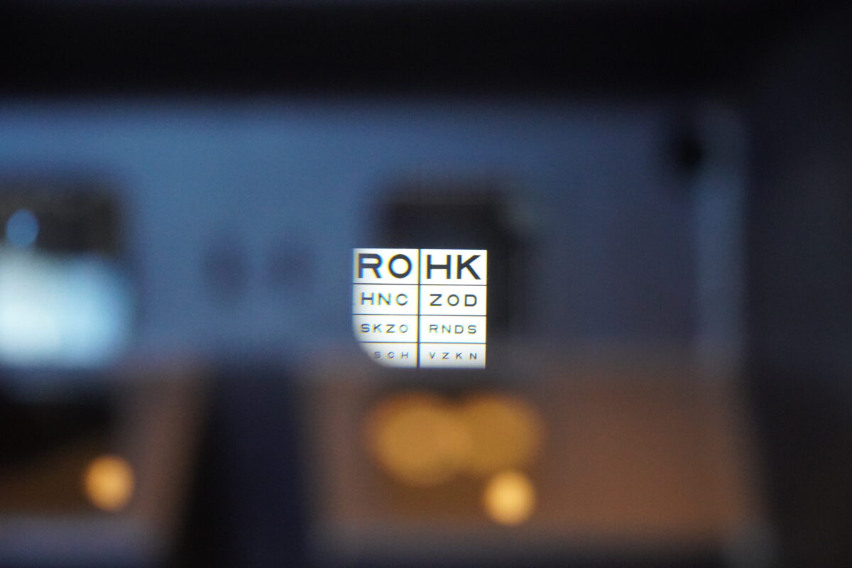A view inside the vision screening device.