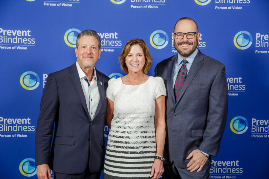 Person of Vision Honoree Howard Purcell with POV Chair Maureen Cavanagh and Prevent Blindness President and CEO Jeff Todd Person of Vision Honoree Howard Purcell with POV Chair Maureen Cavanagh and Prevent Blindness President and CEO Jeff Todd