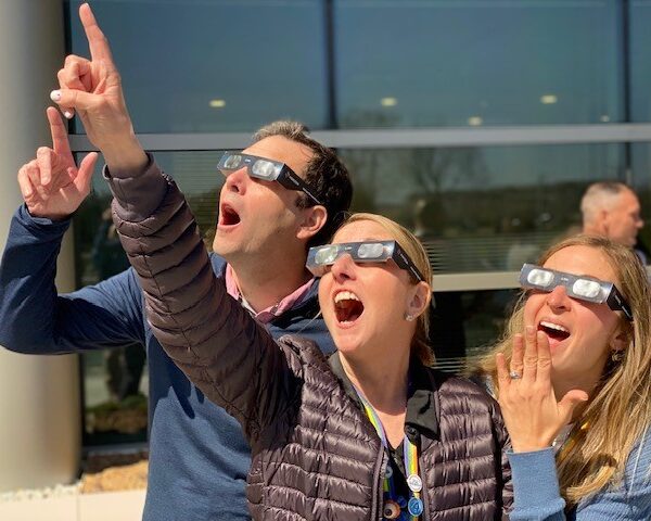 Amgen staff safely experience the eclipse Amgen staff safely experience the eclipse