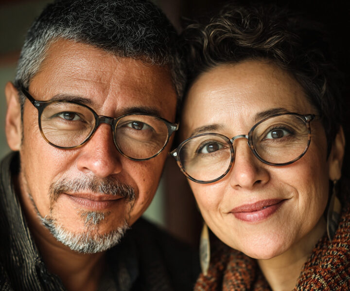 middle-age couple wearing glasses